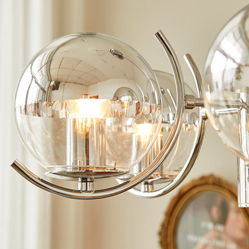 Moderner minimalistischer Globus Eisen Glas 3/4/5-Licht Kronleuchter für das Wohnzimmer 