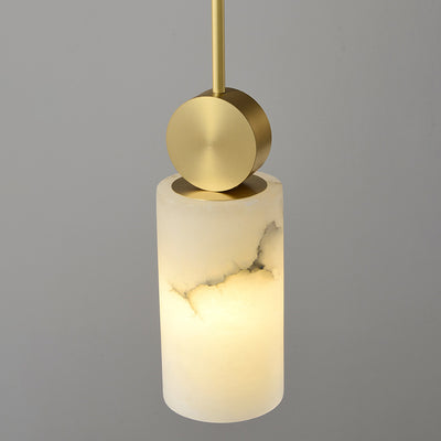 Modern Minimalist Square Cylinder Copper Stone 1-Light Pendant Light For Living Room