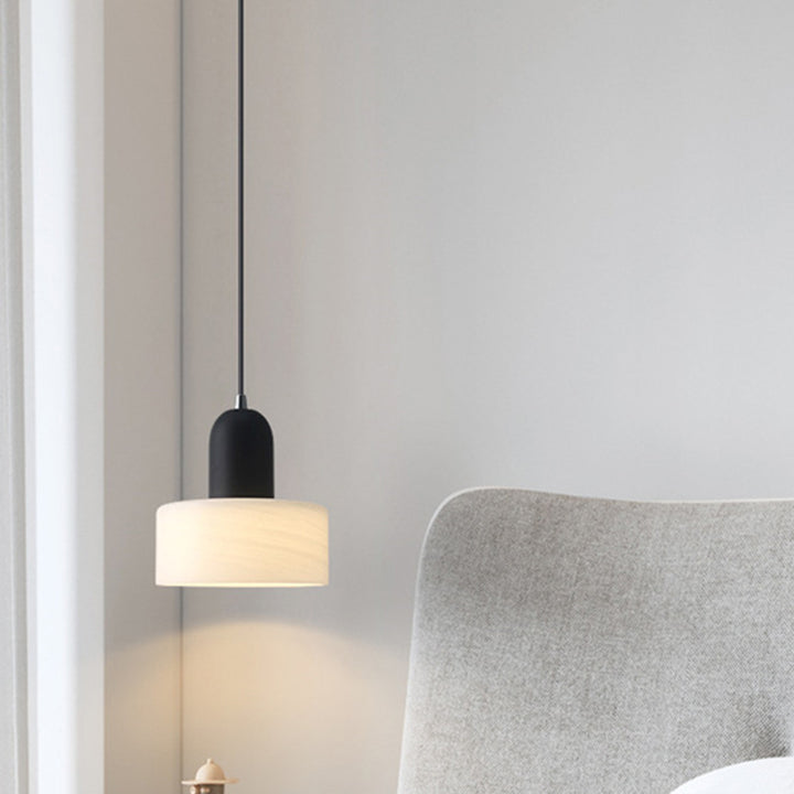 Suspension Luminaire Contemporain Scandinave Rond en Verre et Fer à 1 Lumière pour Salon 