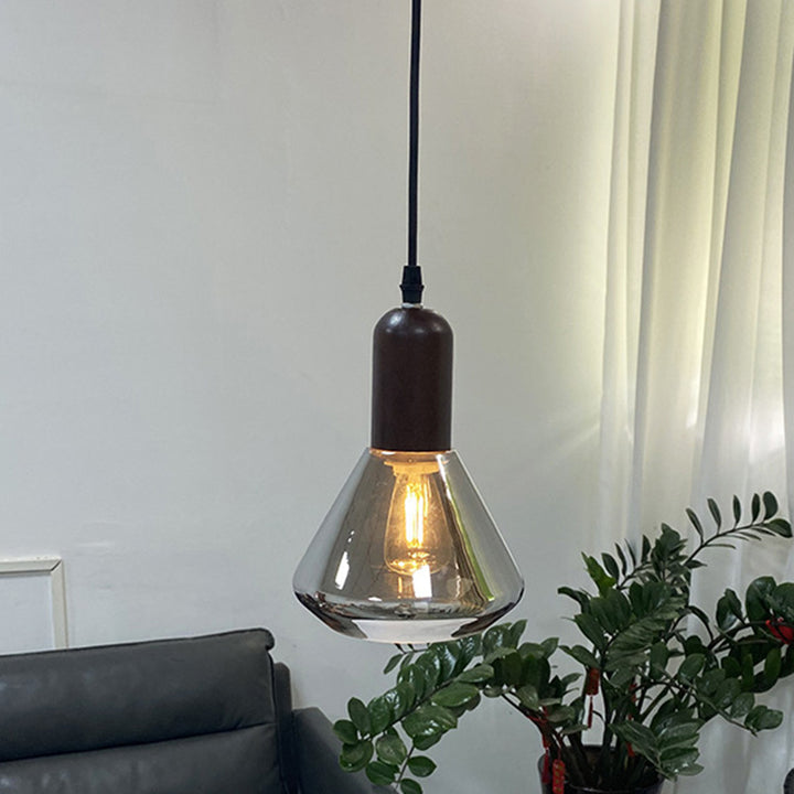 Suspension lumineuse moderne minimaliste en verre et fer à 1 lumière pour salon 