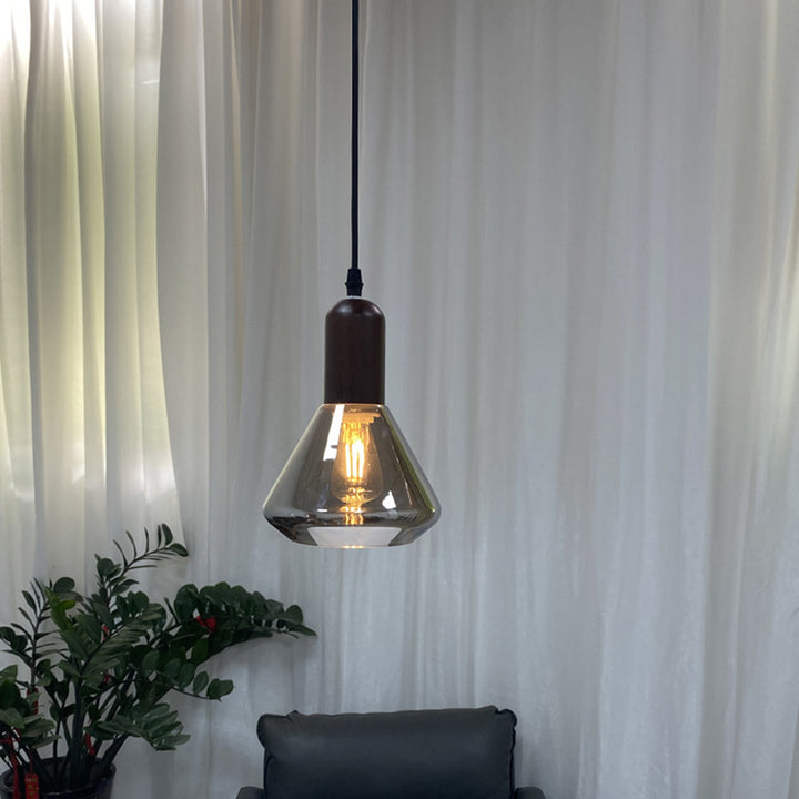 Suspension lumineuse moderne minimaliste en verre et fer à 1 lumière pour salon 