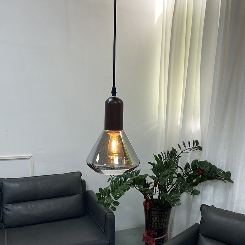 Modern Minimalist Cone Iron Glass 1-Light Pendant Light For Living Room