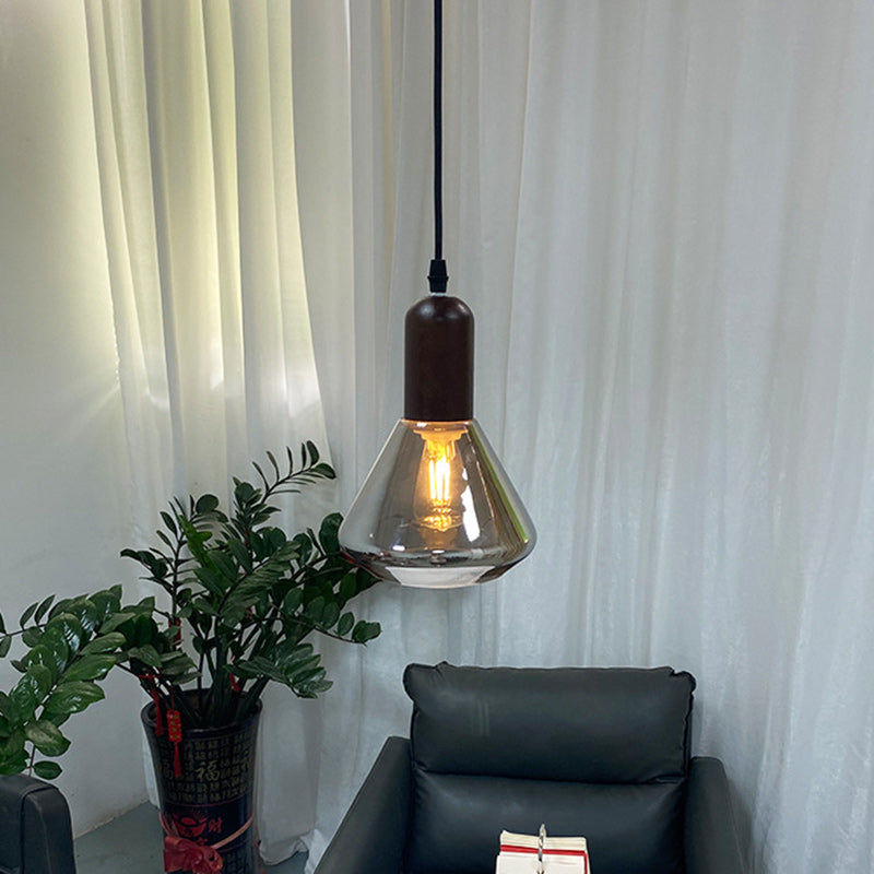 Suspension lumineuse moderne minimaliste en verre et fer à 1 lumière pour salon 
