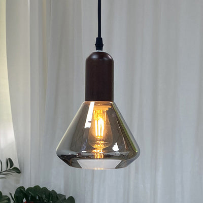 Modern Minimalist Cone Iron Glass 1-Light Pendant Light For Living Room