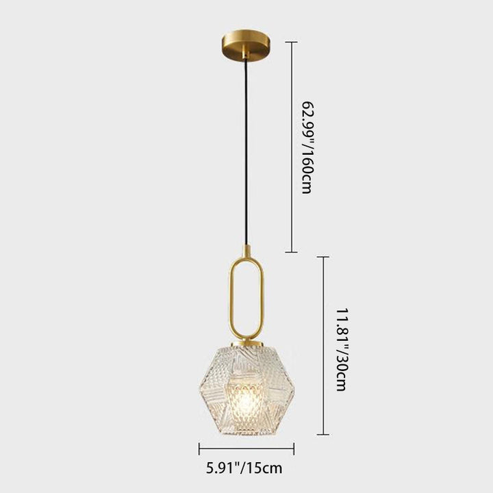 Traditional Vintage Rhombus Copper Glass 1-Light Pendant Light For Living Room