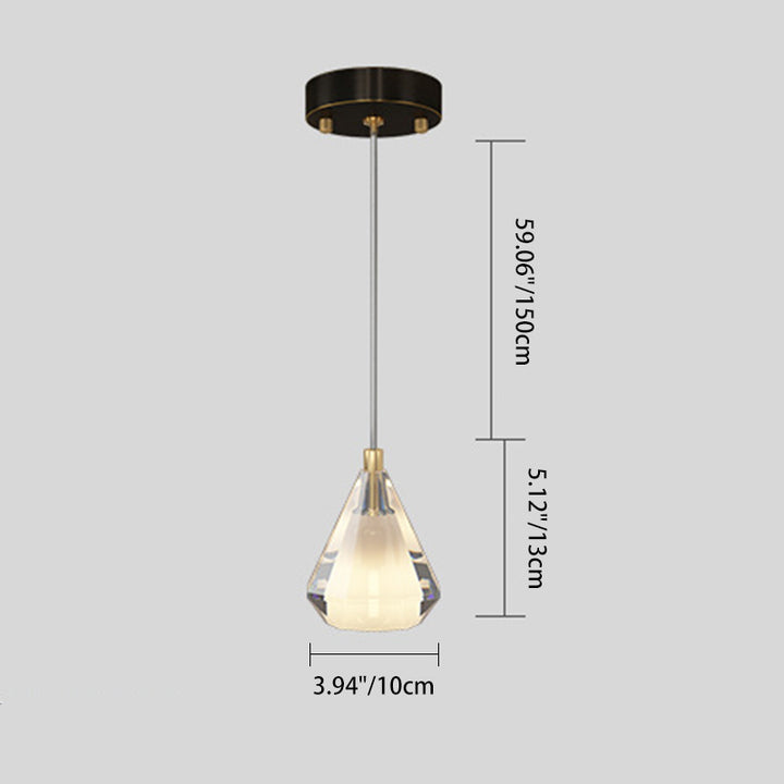 Lustre en verre de cuivre diamant contemporain 1 lumière pour salon 
