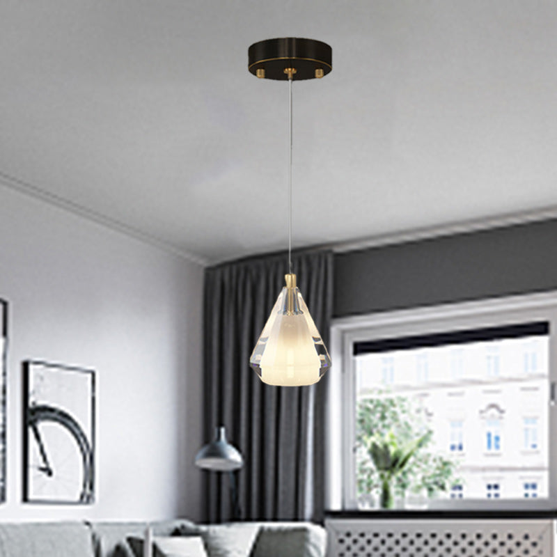 Lustre en verre de cuivre diamant contemporain 1 lumière pour salon 