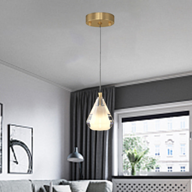 Lustre en verre de cuivre diamant contemporain 1 lumière pour salon 