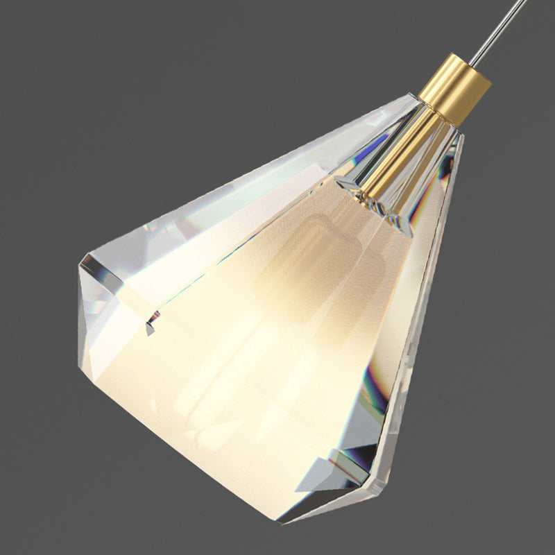 Lustre en verre de cuivre diamant contemporain 1 lumière pour salon 