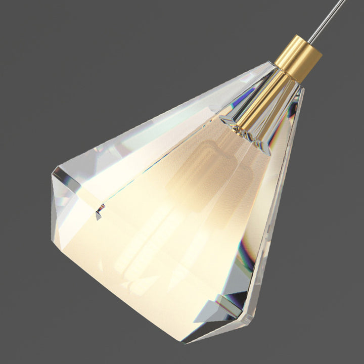 Lustre en verre de cuivre diamant contemporain 1 lumière pour salon 