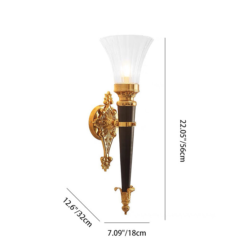 Contemporary Luxury Column Copper Crystal 1-Light Wall Sconce Lamp For Living Room