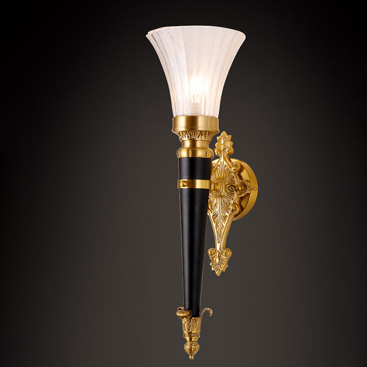 Applique murale moderne de luxe en cuivre avec cristal à 1 lumière pour salon 