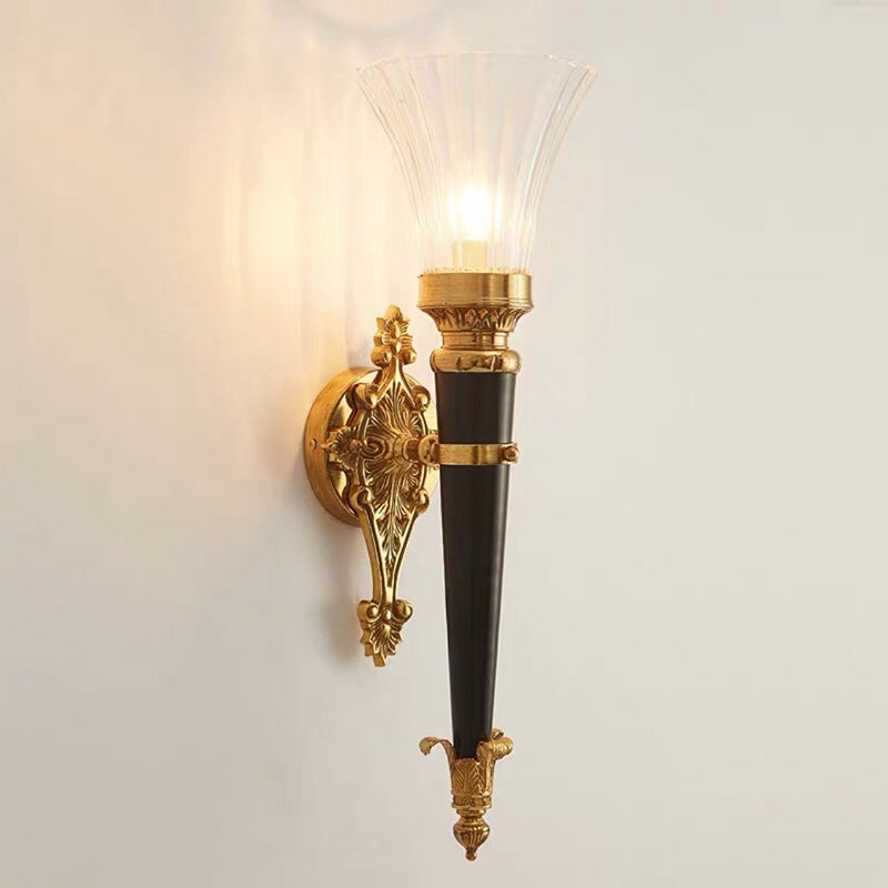 Applique murale moderne de luxe en cuivre avec cristal à 1 lumière pour salon 
