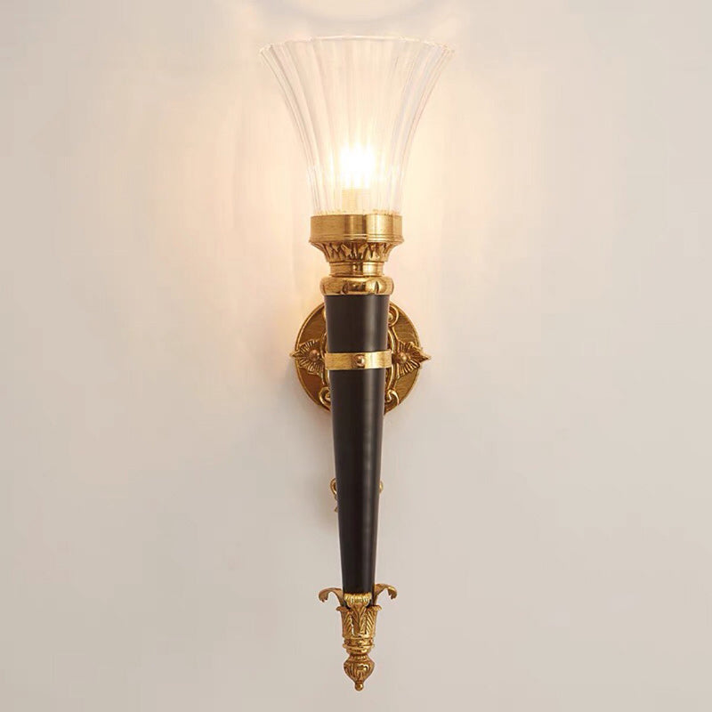 Contemporary Luxury Column Copper Crystal 1-Light Wall Sconce Lamp For Living Room