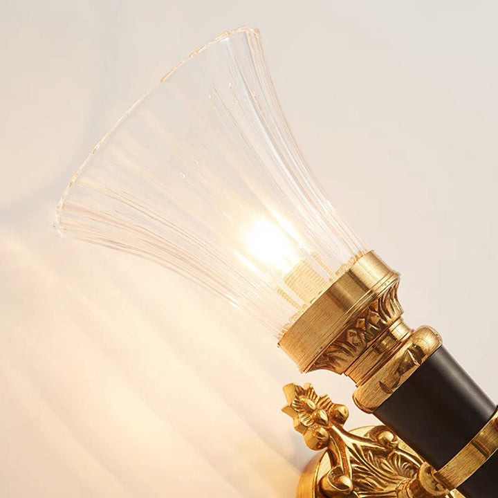 Applique murale moderne de luxe en cuivre avec cristal à 1 lumière pour salon 