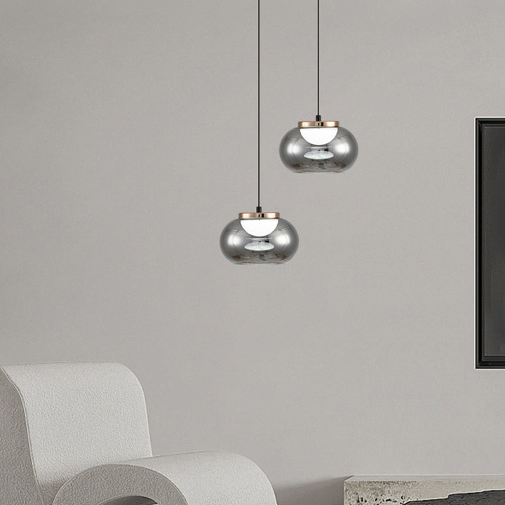 Modern Minimalist Oval Iron Glass Acrylic LED Pendant Light For Living Room