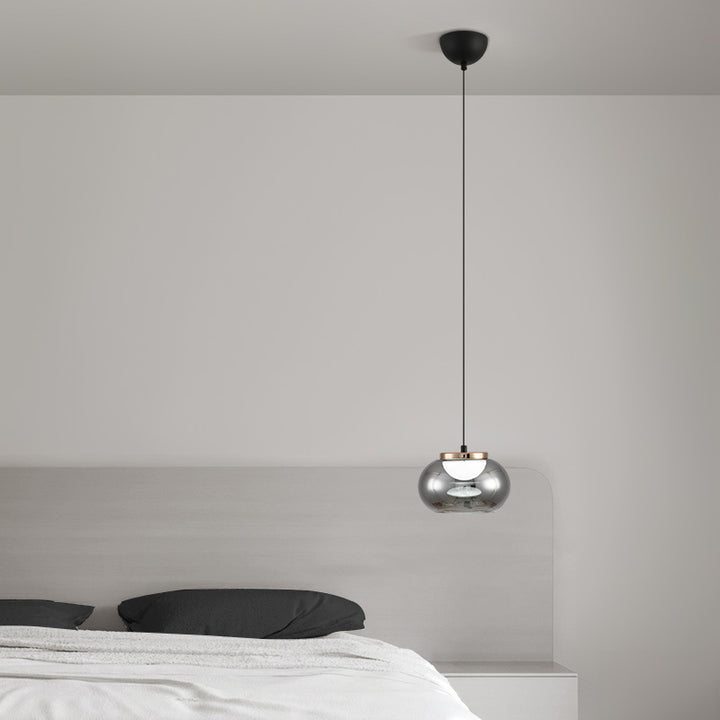 Modern Minimalist Oval Iron Glass Acrylic LED Pendant Light For Living Room