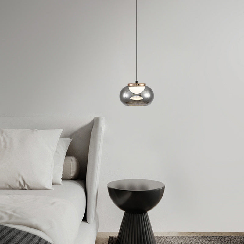 Modern Minimalist Oval Iron Glass Acrylic LED Pendant Light For Living Room