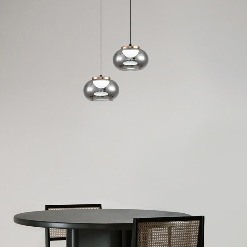 Modern Minimalist Oval Iron Glass Acrylic LED Pendant Light For Living Room