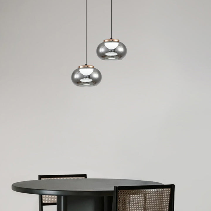 Modern Minimalist Oval Iron Glass Acrylic LED Pendant Light For Living Room