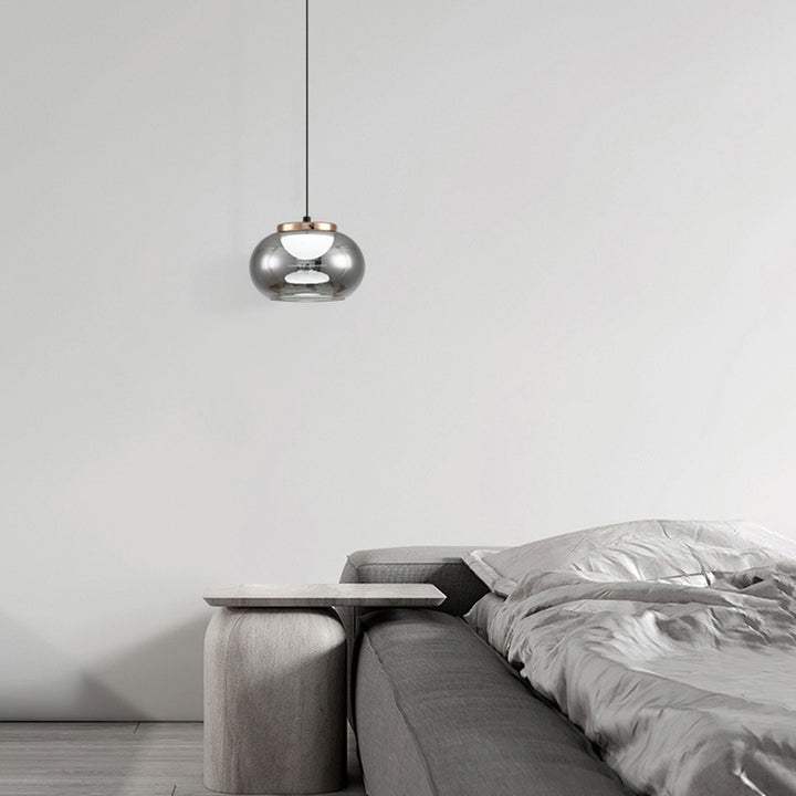 Modern Minimalist Oval Iron Glass Acrylic LED Pendant Light For Living Room