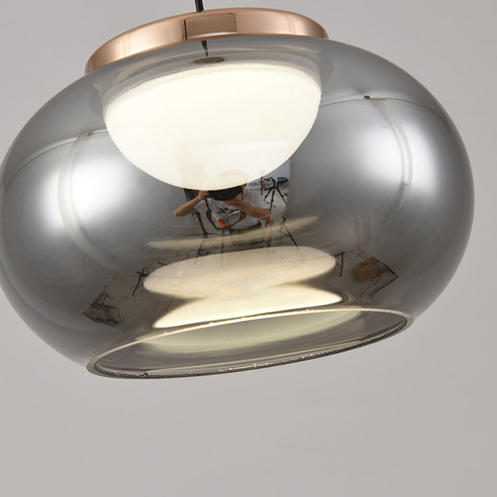 Modern Minimalist Oval Iron Glass Acrylic LED Pendant Light For Living Room