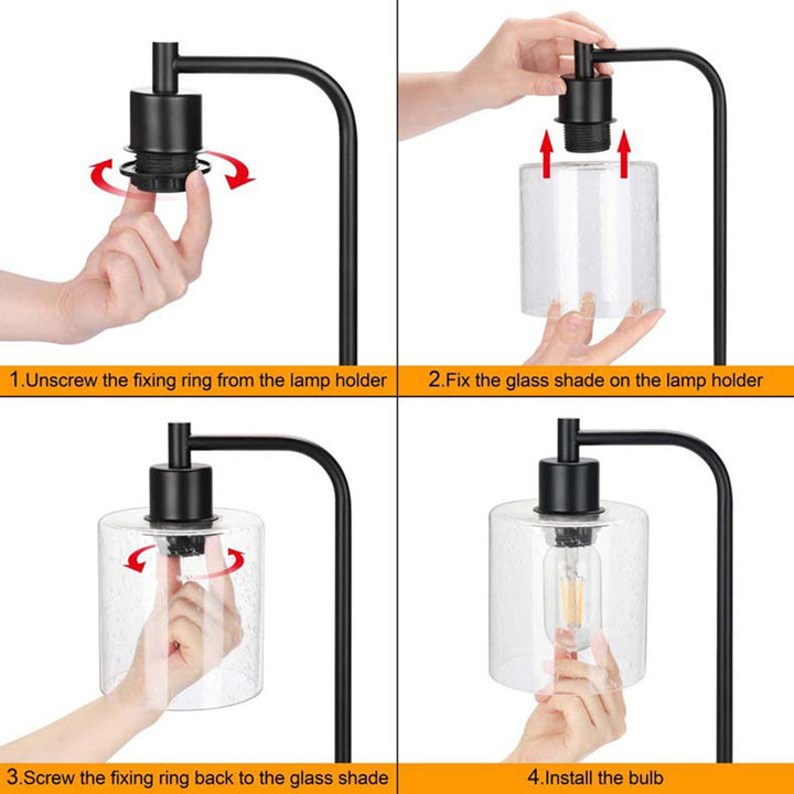 Zeitgenössische industrielle Zylinder-Eisen-Glas 1-Licht Tischlampe für das Wohnzimmer 