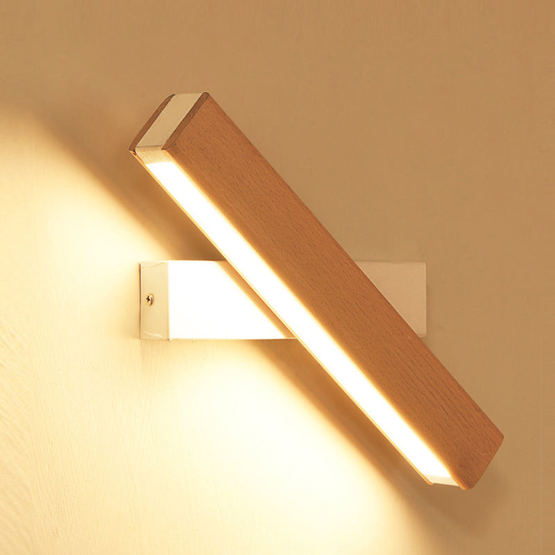Applique murale LED en bois plastique rectangulaire minimaliste moderne pour salon 