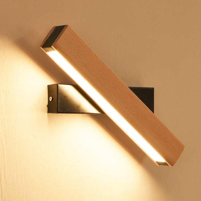 Applique murale LED en bois plastique rectangulaire minimaliste moderne pour salon 