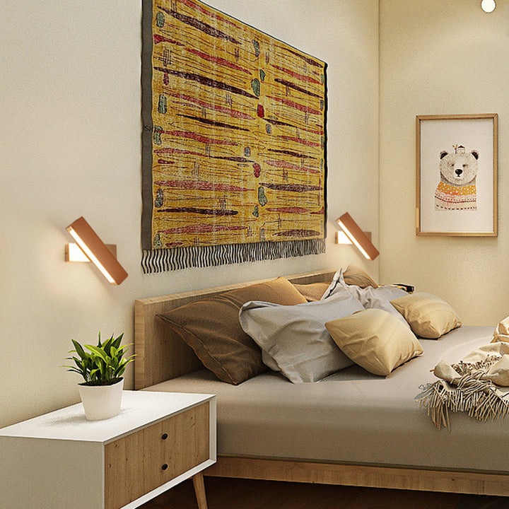Applique murale LED en bois plastique rectangulaire minimaliste moderne pour salon 