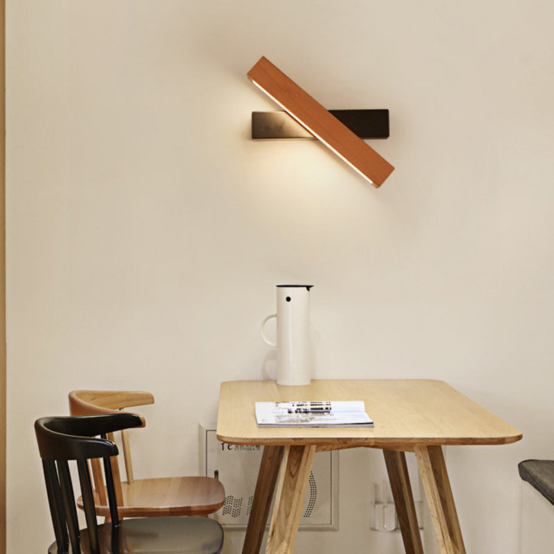 Applique murale LED en bois plastique rectangulaire minimaliste moderne pour salon 