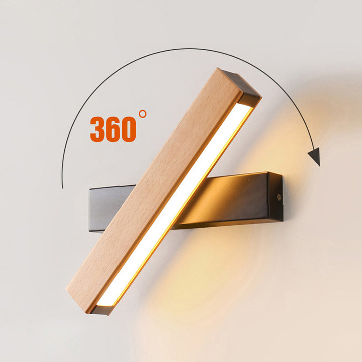 Applique murale LED en bois plastique rectangulaire minimaliste moderne pour salon 