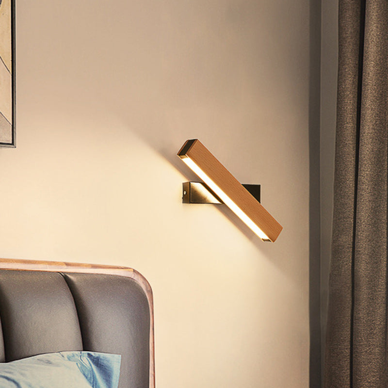 Applique murale LED en bois plastique rectangulaire minimaliste moderne pour salon 