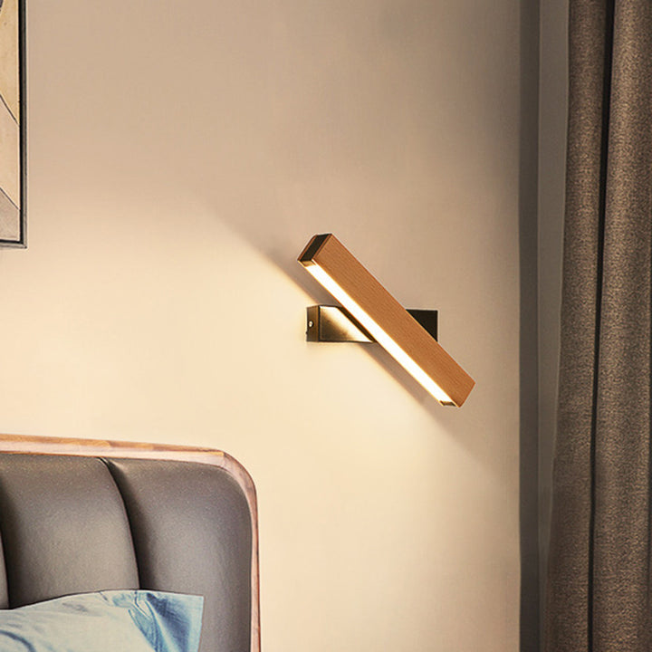 Applique murale LED en bois plastique rectangulaire minimaliste moderne pour salon 