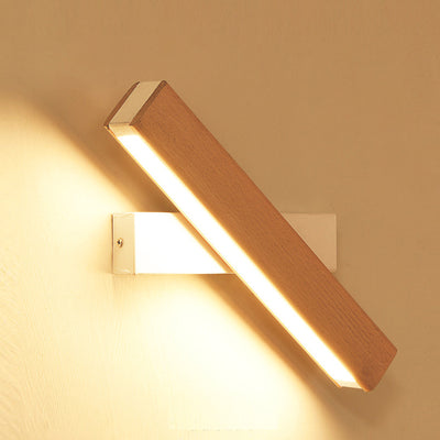 Modern Minimalist Rectangular Wood Plastic LED Wall Sconce Lamp For Living Room