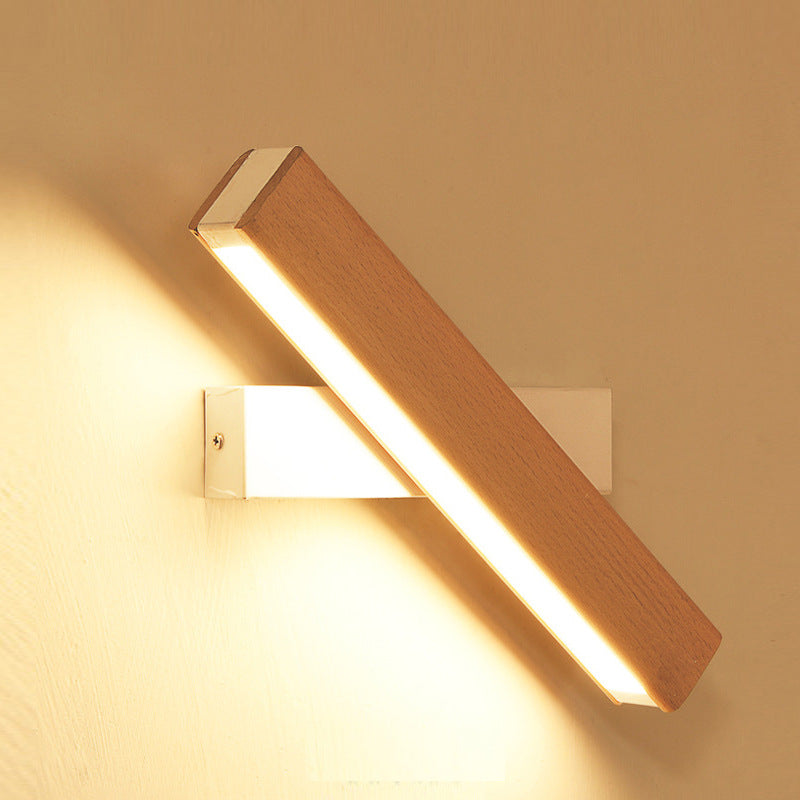 Modern Minimalist Rectangular Wood Plastic LED Wall Sconce Lamp For Living Room