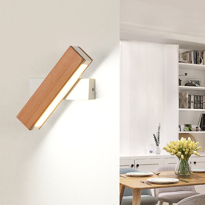 Applique murale LED en bois plastique rectangulaire minimaliste moderne pour salon 