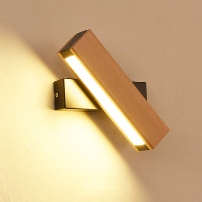 Modern Minimalist Rectangular Wood Plastic LED Wall Sconce Lamp For Living Room