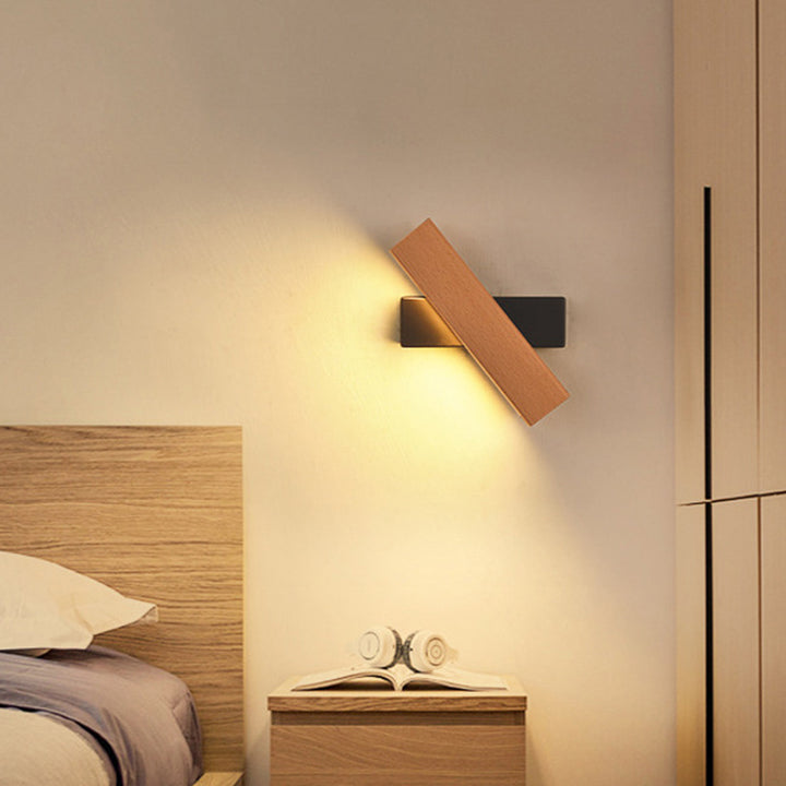 Applique murale LED en bois plastique rectangulaire minimaliste moderne pour salon 