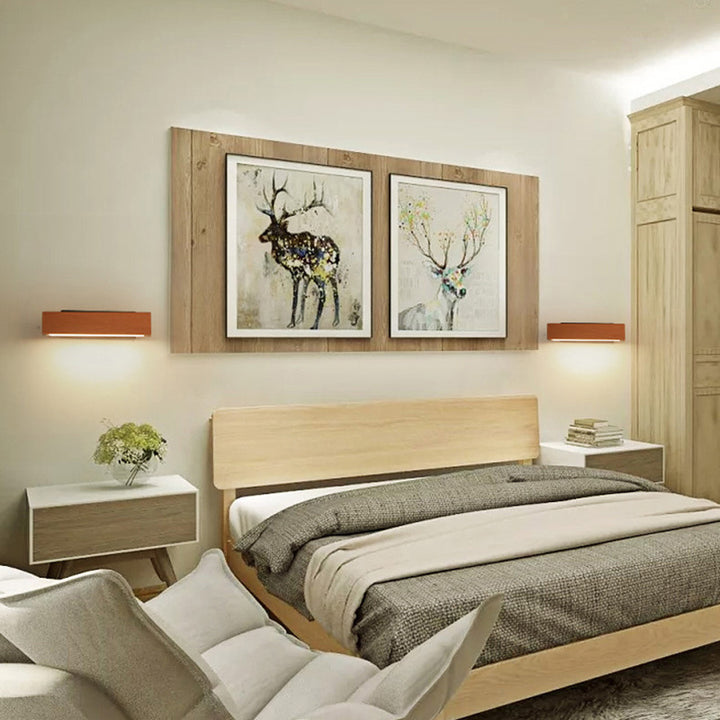 Applique murale LED en bois plastique rectangulaire minimaliste moderne pour salon 