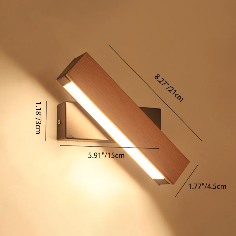 Applique murale LED en bois plastique rectangulaire minimaliste moderne pour salon 