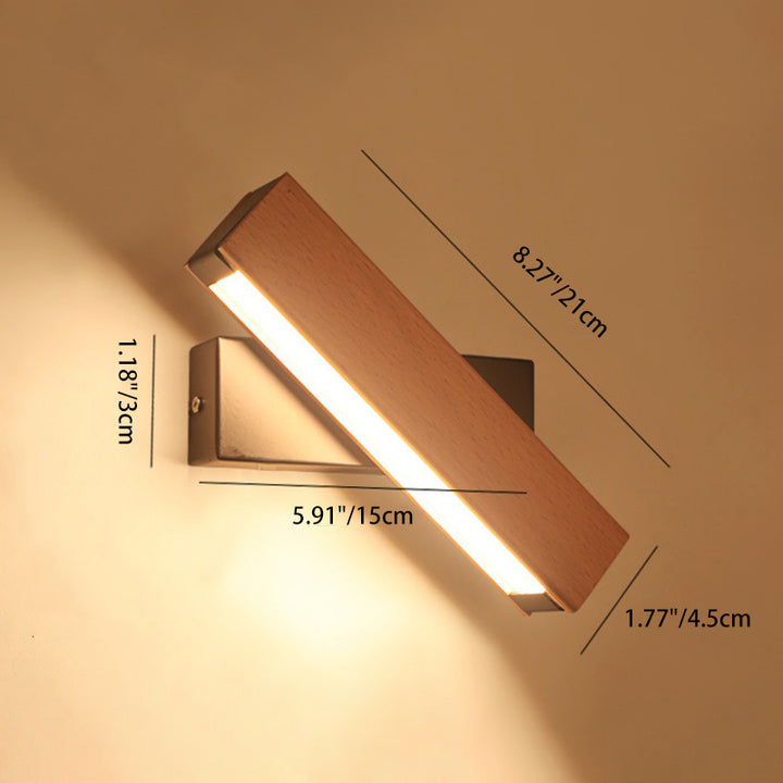 Applique murale LED en bois plastique rectangulaire minimaliste moderne pour salon 