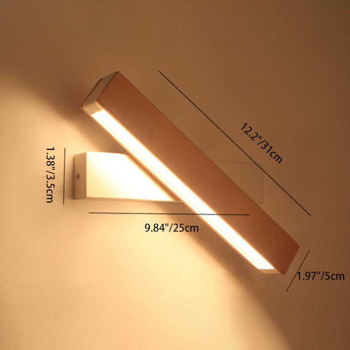 Applique murale LED en bois plastique rectangulaire minimaliste moderne pour salon 