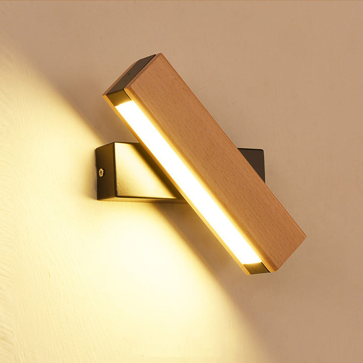 Applique murale LED en bois plastique rectangulaire minimaliste moderne pour salon 
