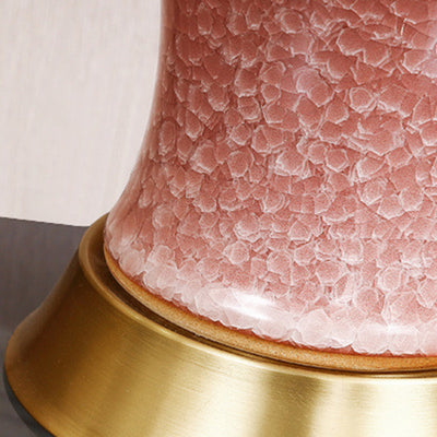 Lampe de table en céramique de tambour chinois traditionnel en fer avec 1 lumière pour le salon 