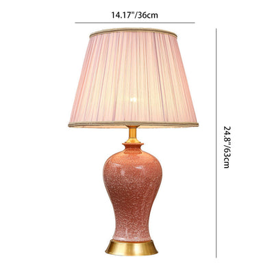 Lampe de table en céramique de tambour chinois traditionnel en fer avec 1 lumière pour le salon 
