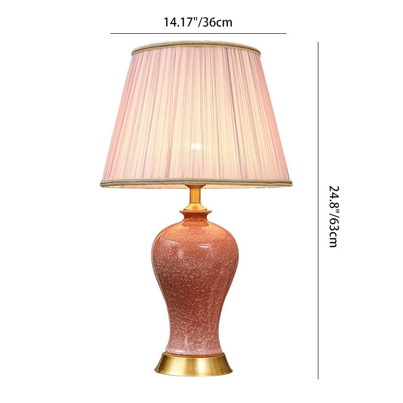 Lampe de table en céramique de tambour chinois traditionnel en fer avec 1 lumière pour le salon 