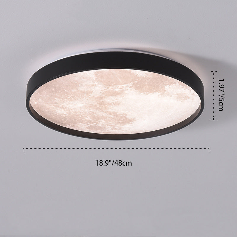 Modern Minimalist Round Iron Plastic LED Flush Mount Ceiling Light For Living Room