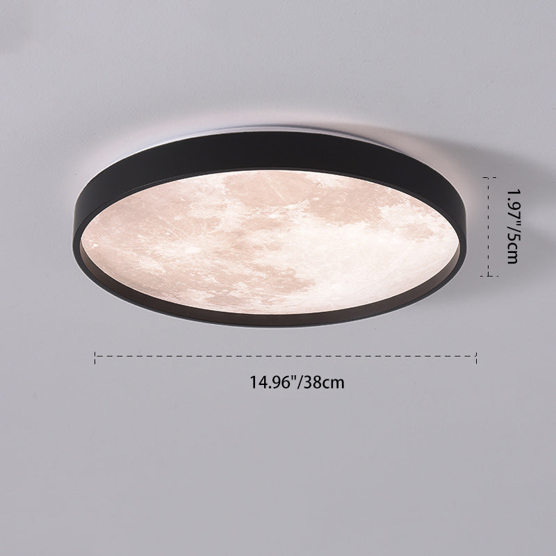Plafonnier LED rond minimaliste moderne en fer et plastique pour le salon 