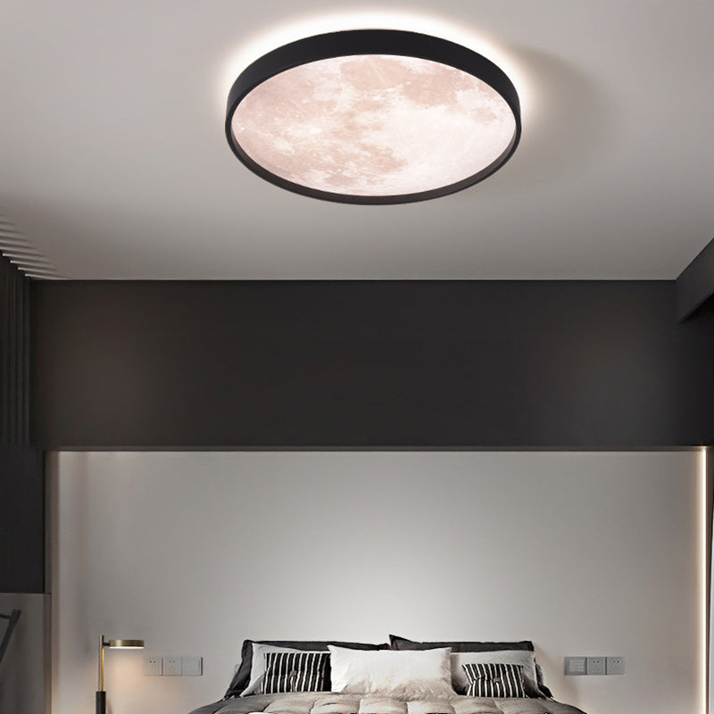 Plafonnier LED rond minimaliste moderne en fer et plastique pour le salon 
